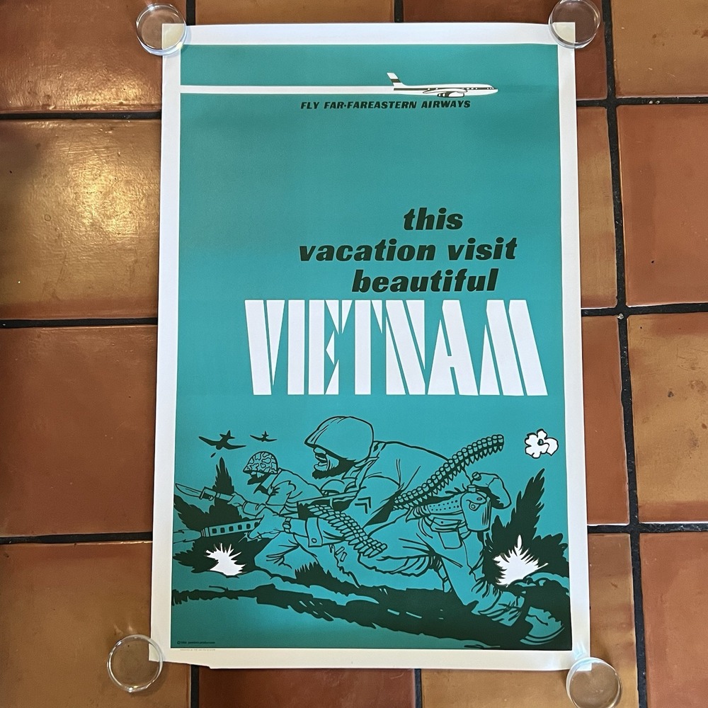 1966 Pandora Production Fly Far Fareastern Airlines Vietnam Soldier Poster 23x35